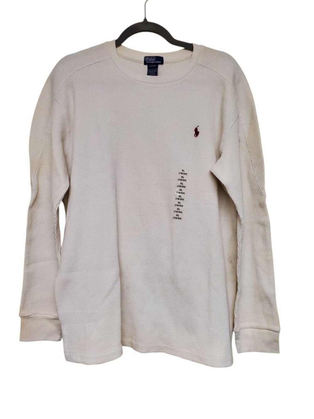Polo by Ralph Lauren Boy's Vintage Cream Waffle Knit Long Sleeve Shirt NWT XL